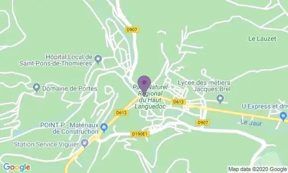 Localisation Banque Postale Agence de Saint Pons de Thomières