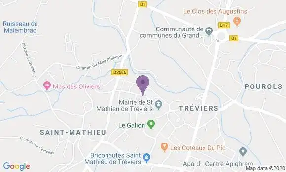 Localisation Banque Postale Agence de Saint Mathieu de Tréviers