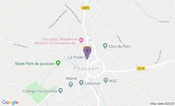 Localisation Banque Postale Agence de Poussan