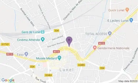 Localisation Banque Postale Agence de Lunel Sarrail