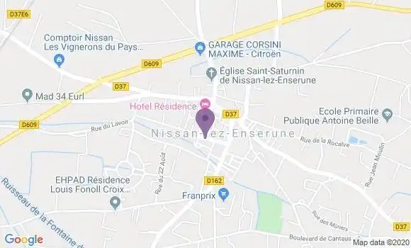 Localisation Banque Postale Agence de Nissan lez Enserune