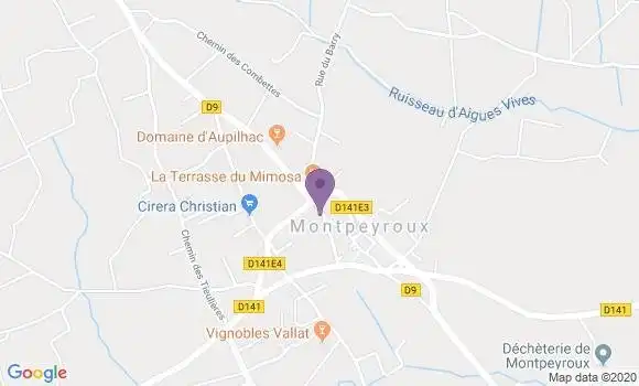 Localisation Banque Postale Agence de Montpeyroux