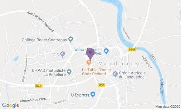 Localisation Banque Postale Agence de Marsillargues