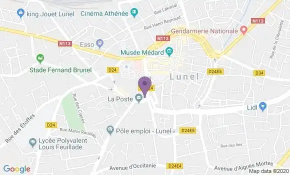 Localisation Banque Postale Agence de Lunel
