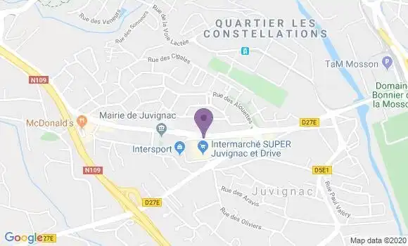 Localisation Banque Postale Agence de Juvignac