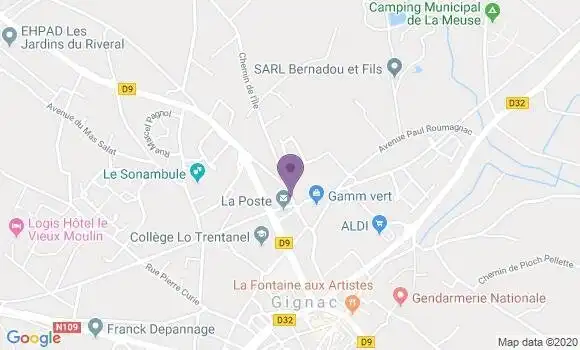 Localisation Banque Postale Agence de Gignac