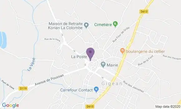 Localisation Banque Postale Agence de Gigean