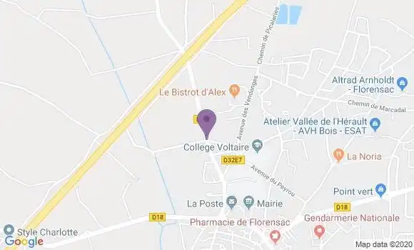 Localisation Banque Postale Agence de Florensac