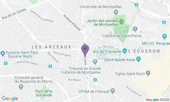 Localisation Banque Postale Agence de Montpellier les Arceaux
