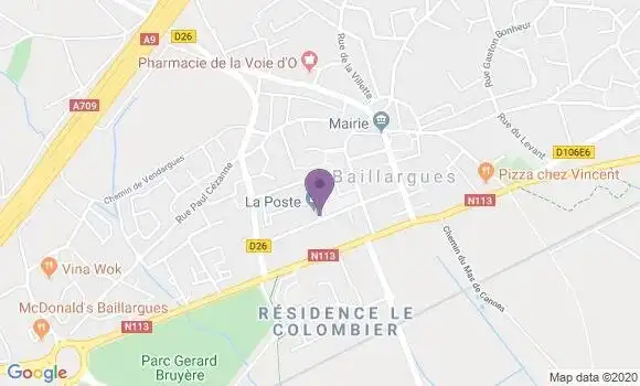 Localisation Banque Postale Agence de Baillargues