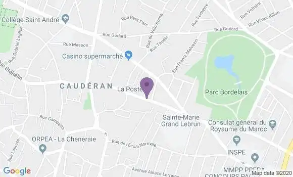 Localisation Banque Postale Agence de Bordeaux Caudéran