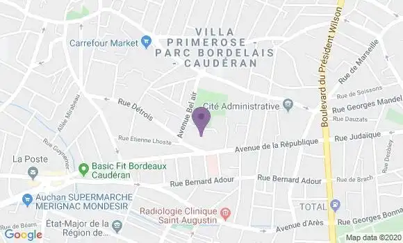 Localisation Banque Postale Agence de Bordeaux Bel Air