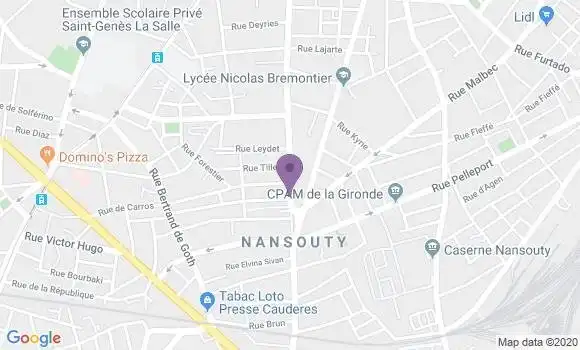 Localisation Banque Postale Agence de Bordeaux Nansouty