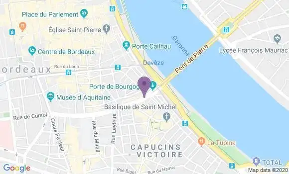 Localisation Banque Postale Agence de Bordeaux les Salinières