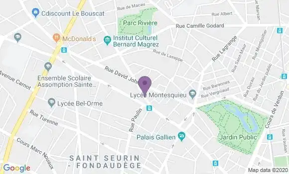 Localisation Banque Postale Agence de Bordeaux Fondaudege