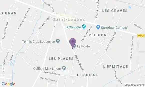 Localisation Banque Postale Agence de Saint Loubès
