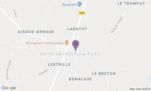 Localisation Banque Postale Agence de Saint Germain du Puch