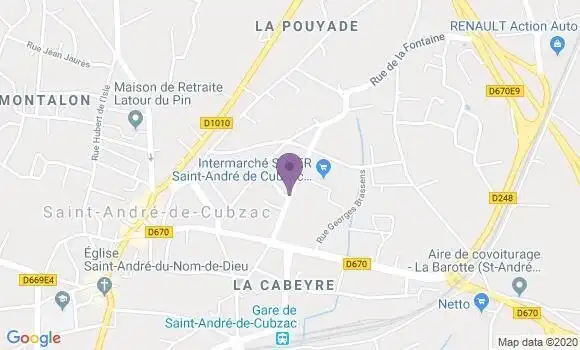 Localisation Banque Postale Agence de Saint André de Cubzac