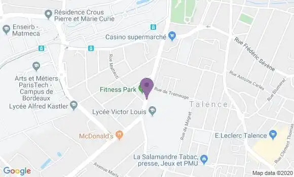 Localisation Banque Postale Agence de Talence Santillane