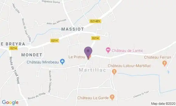 Localisation Banque Postale Agence de Martillac