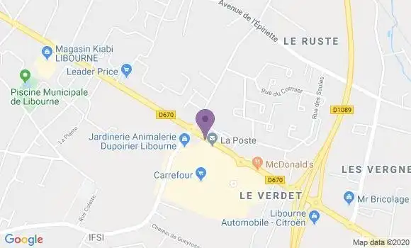 Localisation Banque Postale Agence de Libourne Vignoble