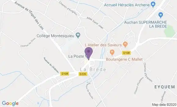 Localisation Banque Postale Agence de La Brède