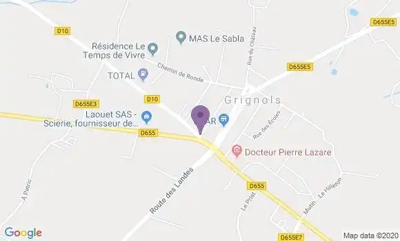 Localisation Banque Postale Agence de Grignols