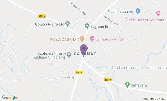 Localisation Banque Postale Agence de Cabanac et Villagrains