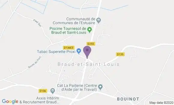 Localisation Banque Postale Agence de Braud et Saint Louis