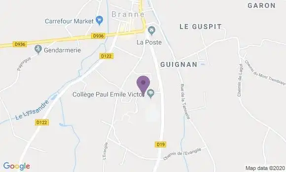 Localisation Banque Postale Agence de Branne