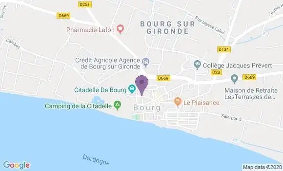 Localisation Banque Postale Agence de Bourg sur Gironde