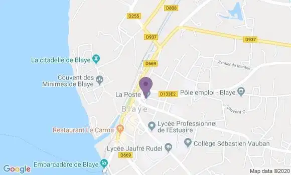 Localisation Banque Postale Agence de Blaye