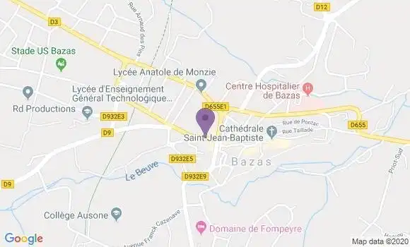 Localisation Banque Postale Agence de Bazas