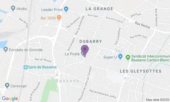 Localisation Banque Postale Agence de Bassens