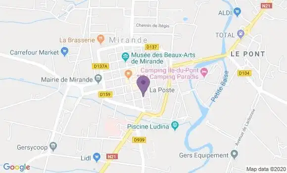Localisation Banque Postale Agence de Mirande