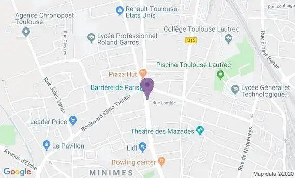 Localisation Banque Postale Agence de Toulouse Minimes