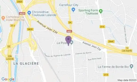 Localisation Banque Postale Agence de Toulouse Quartier Lalande
