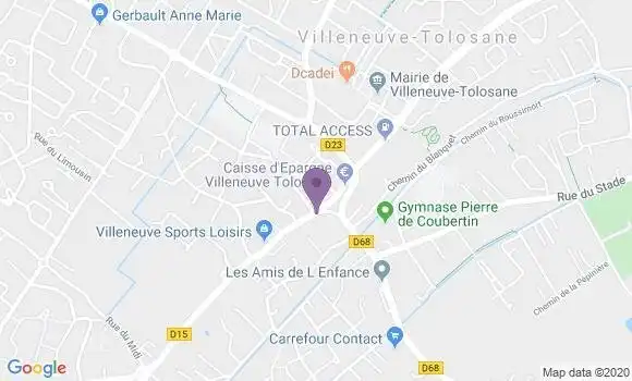 Localisation Banque Postale Agence de Villeneuve Tolosane