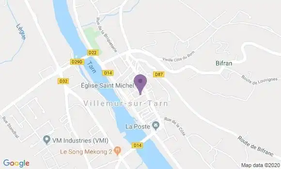 Localisation Banque Postale Agence de Villemur sur Tarn