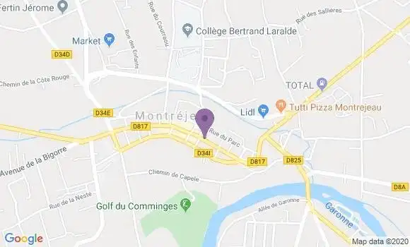 Localisation Banque Postale Agence de Montréjeau