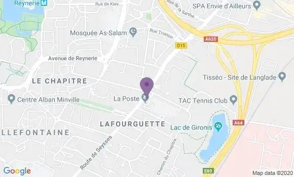 Localisation Banque Postale Agence de Toulouse Lafourguette