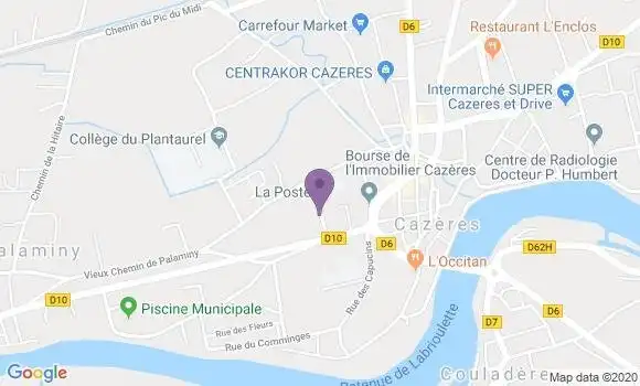 Localisation Banque Postale Agence de Cazères sur Garonne