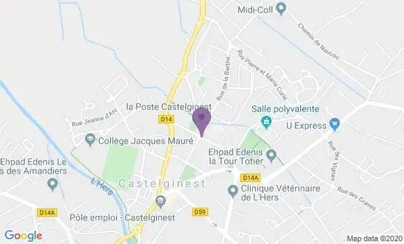 Localisation Banque Postale Agence de Castelginest