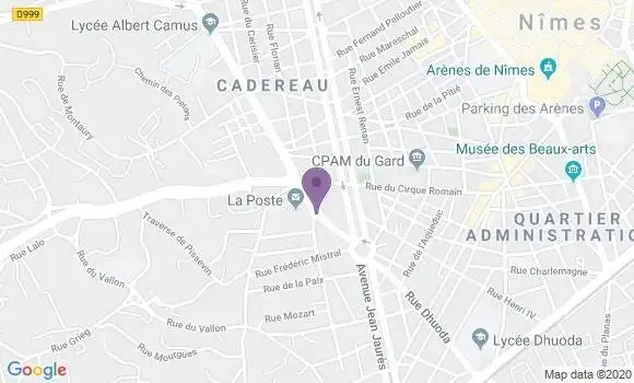 Localisation Banque Postale Agence de Nîmes Cadereau