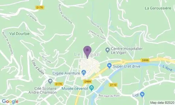 Localisation Banque Postale Agence de Le Vigan