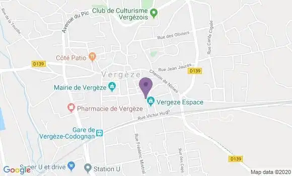 Localisation Banque Postale Agence de Vergèze