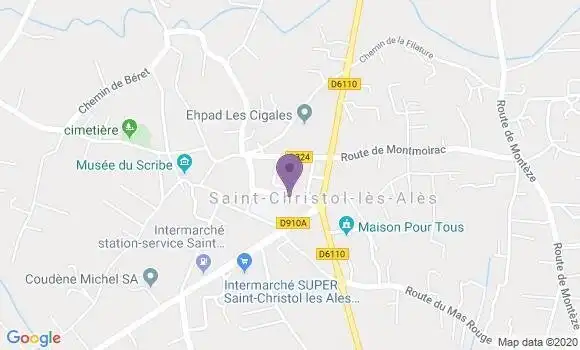 Localisation Banque Postale Agence de Saint Christol lès Alès
