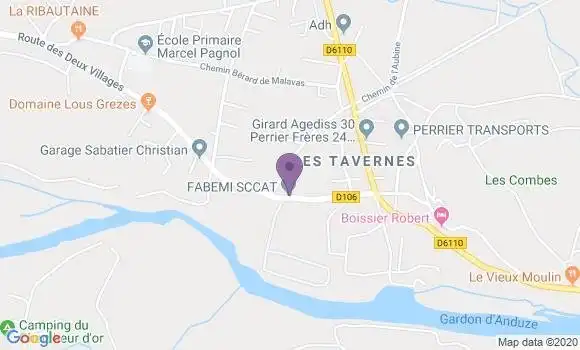 Localisation Banque Postale Agence de Ribaute les Tavernes