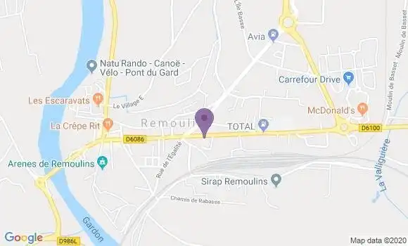 Localisation Banque Postale Agence de Remoulins