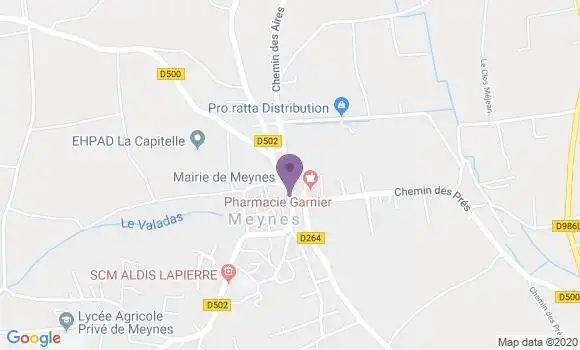 Localisation Banque Postale Agence de Meynes